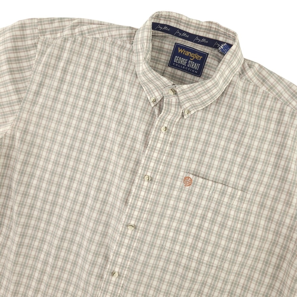 Wrangler George Strait Shirt Mens 2XL Gray Plaid Short Sleeve Button Up Western